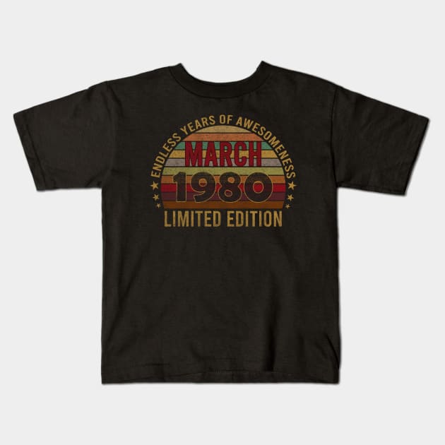 42 Year Old 42nd Birthday Design for March 1980 born Limited Edition Legend BDay Gift Kids T-Shirt by mahmuq